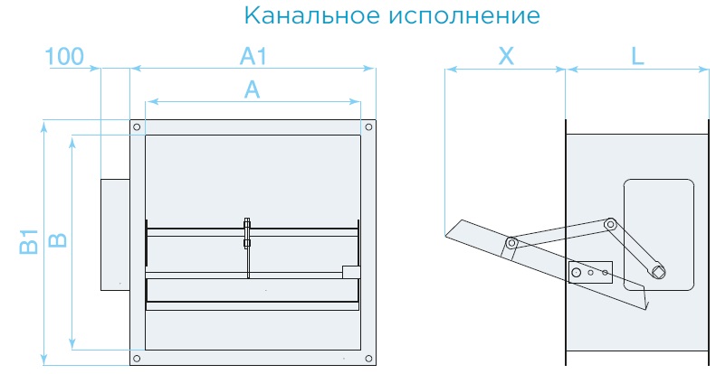 Технические характеристики — Клапан противопожарный DKS (КДМ-2м(90), КДМ-3(120))